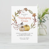 Rustische Herfst Pumpkins Floral Friendsgiving Kaart (Staand voorkant)