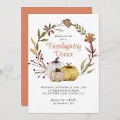 Rustische Herfst Pumpkins Floral Friendsgiving Kaart (Voorkant / Achterkant)