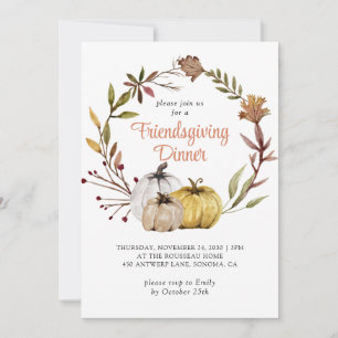 Rustische Herfst Pumpkins Floral Friendsgiving Kaart