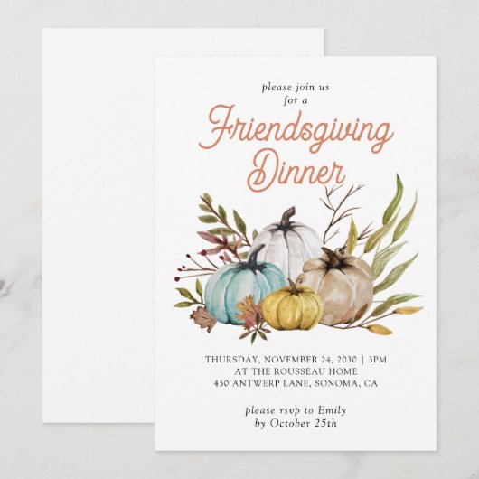 Rustische Herfst Pumpkins Friendsgiving Kaart (Voorkant / Achterkant)