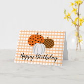 Rustische Herfst Pumpkins Happy Birthday Greeting Kaart (Gele Bloem)