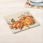 Rustische Herfst Pumpkins Kartonnen Onderzetters (Schuin)