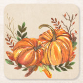 Rustische Herfst Pumpkins Kartonnen Onderzetters (Voorkant)