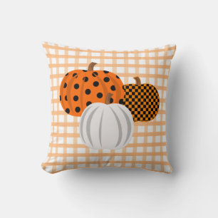 Rustische Herfst Pumpkins Oranje Gingham Pset Kussen