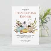 Rustische Herfst Pumpkins Thanksgiving Uitnodiging (Staand voorkant)