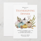 Rustische Herfst Pumpkins Thanksgiving Uitnodiging (Voorkant / Achterkant)