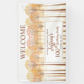 Rustische Herfst Trees Terracotta 100th Birthday P Spandoek (Verticaal)
