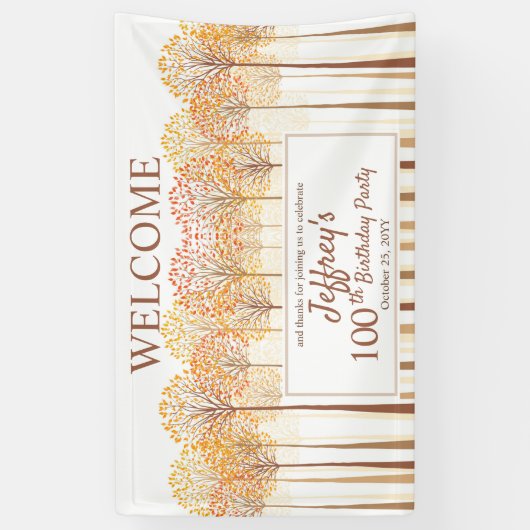 Rustische Herfst Trees Terracotta 100th Birthday P Spandoek (Verticaal)