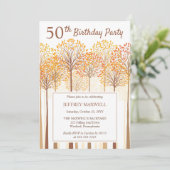Rustische Herfst Trees Terracotta 50th Birthday Pa Kaart (Staand voorkant)