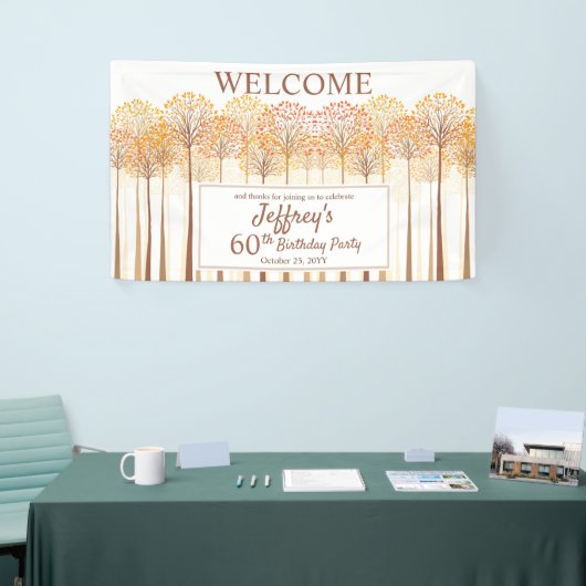 Rustische Herfst Trees Terracotta 60th Birthday Pa Spandoek (Beurs)