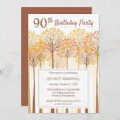 Rustische Herfst Trees Terracotta 90e verjaardag Kaart (Voorkant / Achterkant)