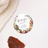 Rustische Herfst Waterverf Floral & Greenery Dank Ronde Sticker