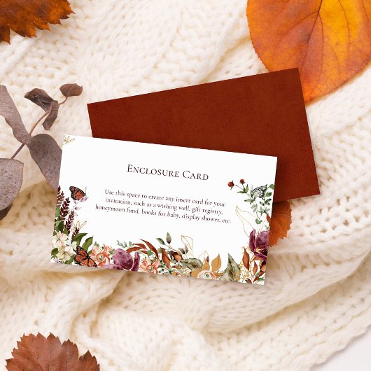 Rustische Herfst Waterverf Floral & Greenery Informatiekaartje