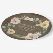Rustische Herfst Wreath Floral Waterverf Vrijgezel Papieren Bordje (Gekanteld)