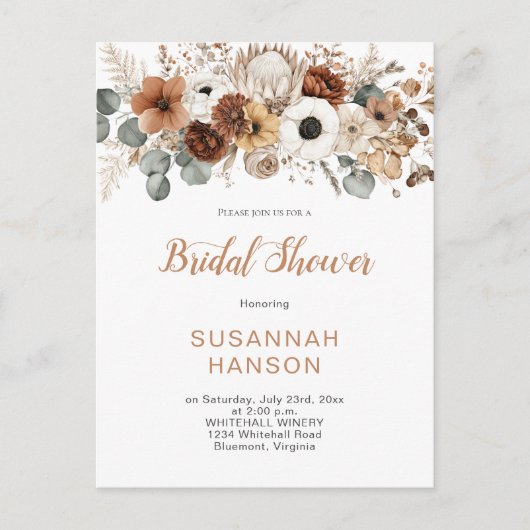 Rustische herfstbloemen | Bruidsfeest Briefkaart (Voorkant)