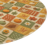 Rustische herfstpatchworkpompenmonogram snijplank (Hoek)