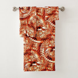 Rustische herhaling van roodkoraalrosetten, gekaar bad handdoek