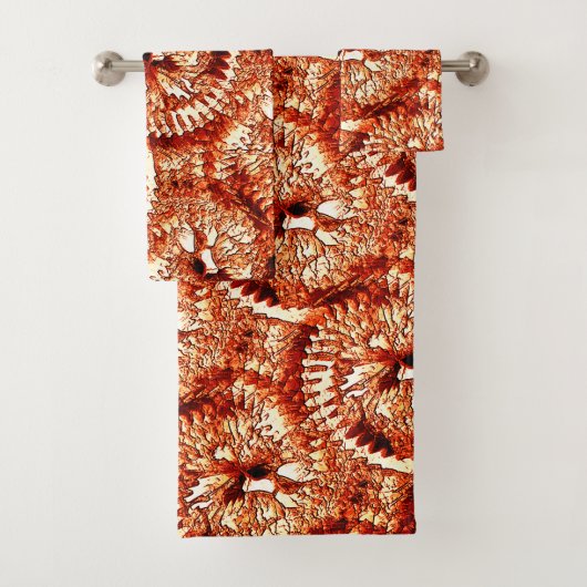 Rustische herhaling van roodkoraalrosetten, gekaar bad handdoek (Insitu)