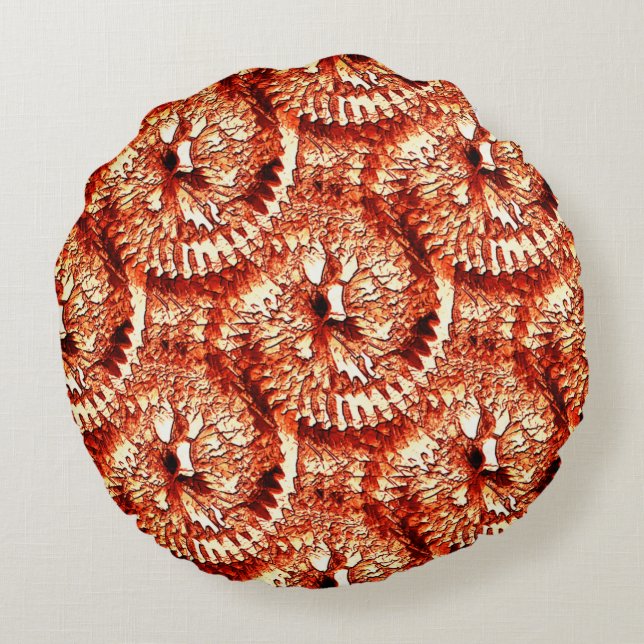 Rustische herhaling van roodkoraalrosetten, gekaar rond kussen (Achterkant)