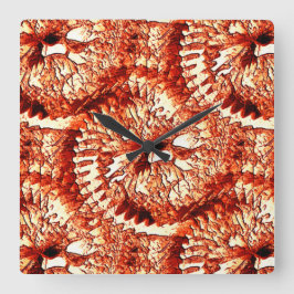 Rustische herhaling van roodkoraalrosetten, gekaar vierkante klok