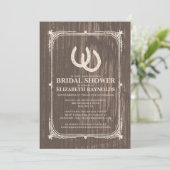 Rustische Hoefijzers Bridal Shower Invitations Kaart (Staand voorkant)