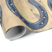 Rustische Hoefijzers met paardenschaal en schuurpl Cadeaupapier (Rol Hoek)