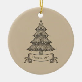 Rustische Houten Boom Illustratie Kerst Decoratie