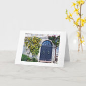 RUSTISCHE HOUTEN DEUR MET GEEL EN RODE ROSEN KAART (Gele Bloem)