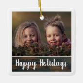 Rustische Houten Kerst Scriptie Gepersonaliseerde Keramisch Ornament (Voorkant)
