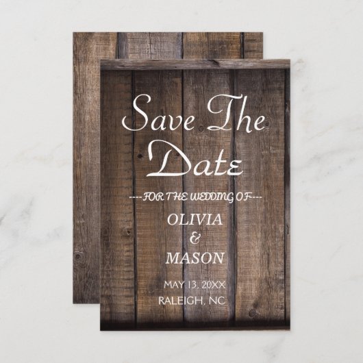 Rustische Houten Pallet Huwelijk - Save the Date (Voorkant / Achterkant)