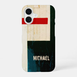 Rustische houten vloerlijnen en markeringen iPhone 16 hoesje
