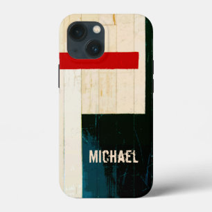 Rustische houten vloerlijnen en markeringen iPhone 13 mini hoesje