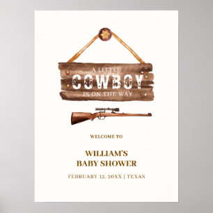 Rustische Houten Wilde Cowboy Pistool Baby Shower  Poster
