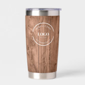Rustische houtnerf bedrukt met logo Website Geïsoleerde Drinkbeker (Links)