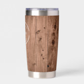 Rustische houtnerf bedrukt met logo Website Geïsoleerde Drinkbeker (Achterkant)