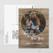 Rustische houtnerfstructuur seizoensgebonden kerst briefkaart (Voorkant / Achterkant)