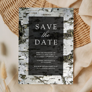 Rustische Houtschors van Berk Heden daagse Trouw Save The Date