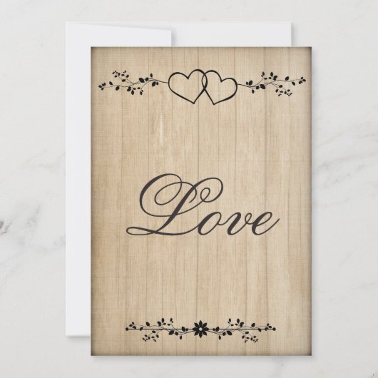 Rustische  huwelijksuitnodigingen met dubbele hart kaart (Achterkant)