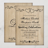 Rustische  huwelijksuitnodigingen met dubbele hart kaart (Voorkant / Achterkant)