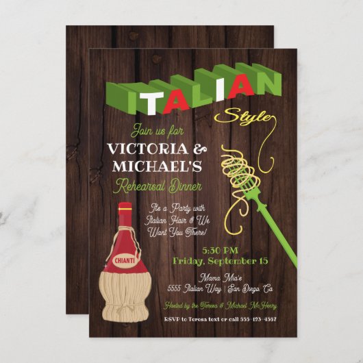 Rustische Italiaanse repetities Kaart (Voorkant / Achterkant)