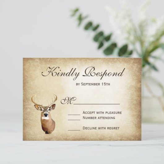 Rustische jachtluiers die strijden tegen RSVP-kaar RSVP Kaartje (Staand voorkant)