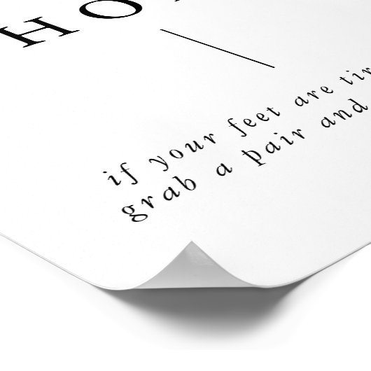 Rustische kalligrafie Elegant Wedding Dancing Shoe Poster (Hoek)