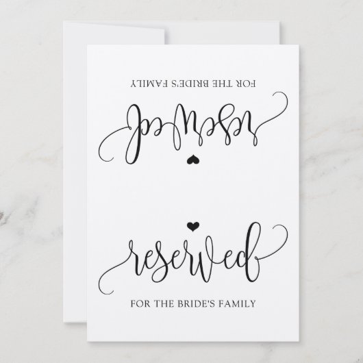 Rustische kalligrafie Gereserveerde Sign Tent (Kra Kaart (Voorkant)