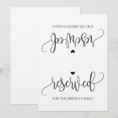 Rustische kalligrafie Gereserveerde Sign Tent (Kra Kaart (Voorkant / Achterkant)