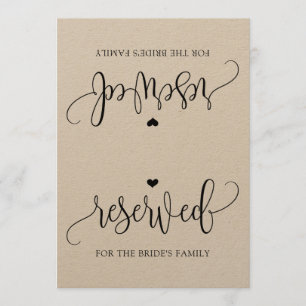 Rustische kalligrafie Gereserveerde Sign Tent (Kra Kaart