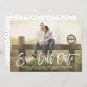 Rustische kalligrafie | Onze aankondiging van datu (Voorkant / Achterkant)