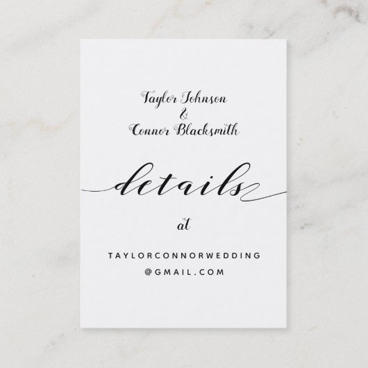 Rustische kalligrafie RSVP & Details Online Kaart Visitekaartje (Achterkant)