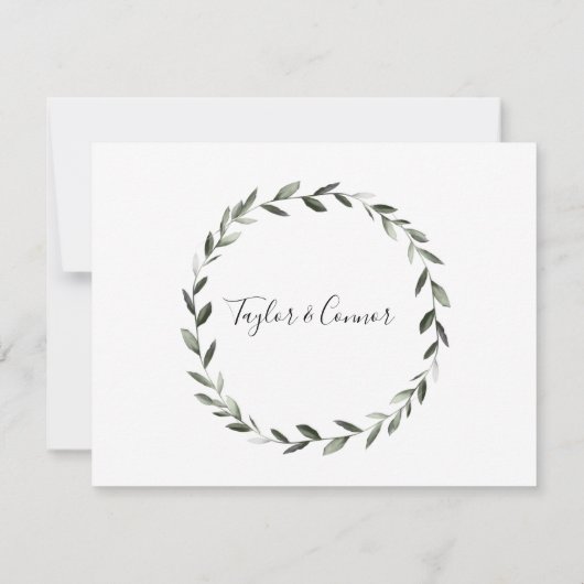 Rustische kalligrafie Sprig Wreath Weddenschap Bed Bedankkaart (Achterkant)