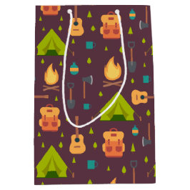 Rustische kamperpatroontenten en gitaren medium cadeauzakje
