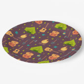 Rustische kamperpatroontenten en gitaren papieren bordje (Gekanteld)